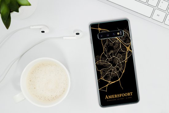 Coque Samsung Galaxy S10 - Amersfoort - Carte - Or - Zwart - Coque de téléphone en Siliconen
