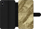 Bookcase Geschikt voor iPhone X telefoonhoesje - Glitter - Goud - Abstract - Met vakjes - Wallet case met magneetsluiting