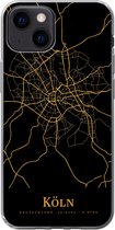 Geschikt voor iPhone 13 mini hoesje - Köln - Kaart - Goud - Siliconen Telefoonhoesje