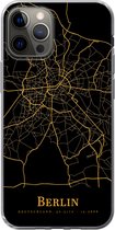 Geschikt voor iPhone 13 Pro hoesje - Berlijn - Kaart - Goud - Siliconen Telefoonhoesje