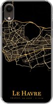 Geschikt voor iPhone XR hoesje - Le Havre - Kaart - Goud - Siliconen Telefoonhoesje