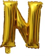 Folieballon / Letterballon Goud  - Letter N - 41cm