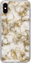 Coque iPhone Xs - Marbre - Wit - Jaune - Siliconen Phone Case
