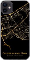 Geschikt voor iPhone 12 mini hoesje - Capelle aan den IJssel - Kaart - Gold - Siliconen Telefoonhoesje