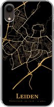 Geschikt voor iPhone XR hoesje - Leiden - Kaart - Goud - Siliconen Telefoonhoesje