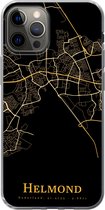 Geschikt voor iPhone 12 Pro hoesje - Helmond - Kaart - Black and gold - Siliconen Telefoonhoesje