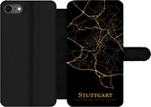 Bookcase Geschikt voor iPhone 7 telefoonhoesje - Stuttgart - Kaart - Goud - Met vakjes - Wallet case met magneetsluiting