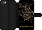 Bookcase Geschikt voor iPhone 7 telefoonhoesje - Saint-Étienne - Kaart - Goud - Met vakjes - Wallet case met magneetsluiting