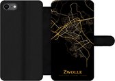 Bookcase Geschikt voor iPhone SE 2020 telefoonhoesje - Zwolle - Kaart - Goud - Met vakjes - Wallet case met magneetsluiting
