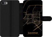 Bookcase Geschikt voor iPhone SE 2020 telefoonhoesje - Lelystad - Kaart - Goud - Met vakjes - Wallet case met magneetsluiting