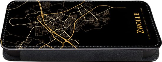 Étui pour téléphone iPhone 12 Bookcase - Zwolle - Carte - Or - Avec compartiments - Étui portefeuille avec fermeture magnétique