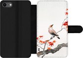 Bookcase Geschikt voor iPhone 7 telefoonhoesje - Japanse esdoorn - Scandinavisch - Vogel - Tak - Met vakjes - Wallet case met magneetsluiting