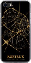 Geschikt voor iPhone SE 2020 hoesje - Kortrijk - Kaart - Goud - Siliconen Telefoonhoesje
