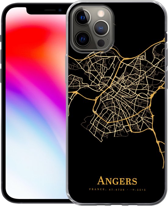 Coque iPhone 13 Pro - Angers - Carte - Or - Coque de téléphone en Siliconen