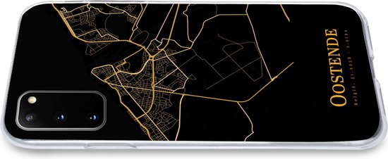 Convient pour coque Samsung Galaxy S20 - Ostende - Carte - Or - Zwart - Coque de téléphone en Siliconen