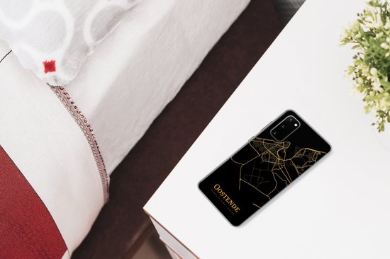 Convient pour coque Samsung Galaxy S20 - Ostende - Carte - Or - Zwart - Coque de téléphone en Siliconen