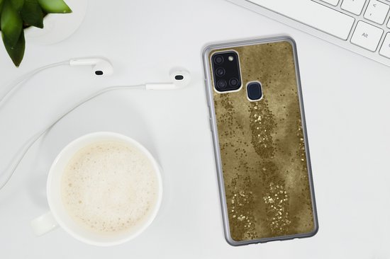 Coque Samsung Galaxy A21s - Or - Glitter - Structure - Coque de téléphone en Siliconen