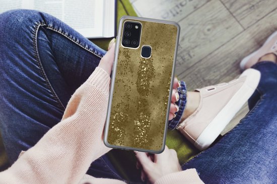 Coque Samsung Galaxy A21s - Or - Glitter - Structure - Coque de téléphone en Siliconen