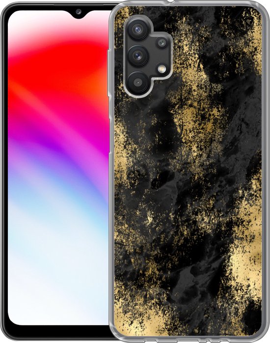 Coque Samsung Galaxy A32 5G - Or - Peinture - Abstrait - Zwart - Coque de téléphone en Siliconen