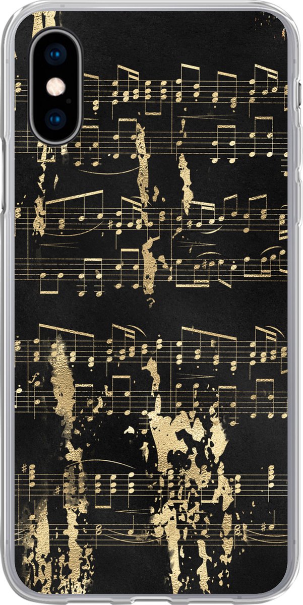 Telefoonhoesje Geschikt voor iPhone X hoesje - Muziek - Goud - Zwart - Siliconen Telefoonhoesje Telefoonhoesje