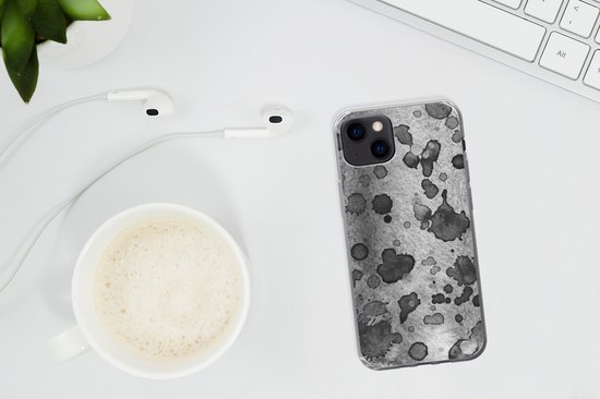 Coque iPhone 13 mini - Peinture - Grijs - Zwart - Coque de téléphone en Siliconen