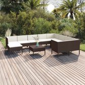 11-delige Loungeset met kussens poly rattan bruin