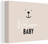 Canvas Schilderij Quotes - Welcome baby - Baby - Spreuken - Kids - Kinderen - 80x60 cm - Wanddecoratie