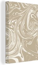 Canvas Schilderij Marmer - Beige - Patronen - 20x30 cm - Wanddecoratie