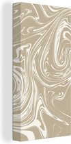 Canvas Schilderij Marmer - Beige - Wit - 20x40 cm - Wanddecoratie