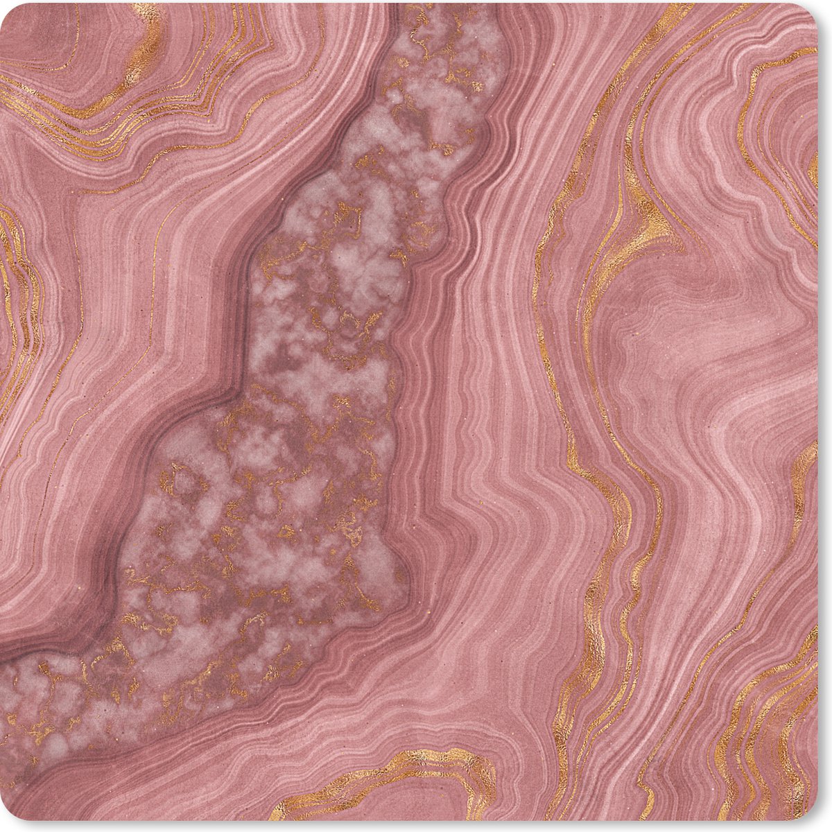 Muismat 30x30 cm - Mousepad Marmer - Goud - Lijn - Muismatten