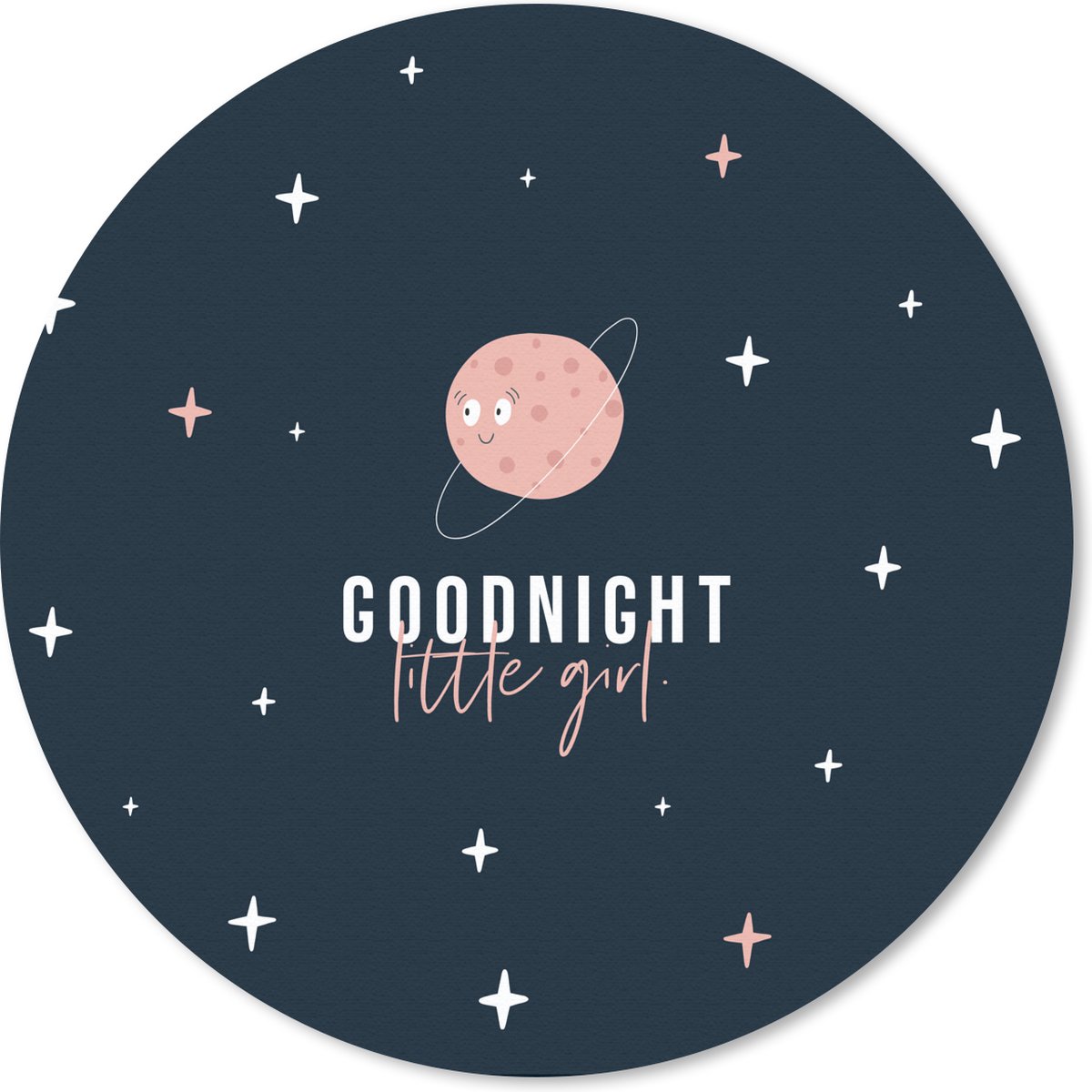 Muismat rond 20x20 cm - Mousepad Quotes - Goodnight little girl - Kinderen - Spreuken - Kids - Baby - Ronde muismatten
