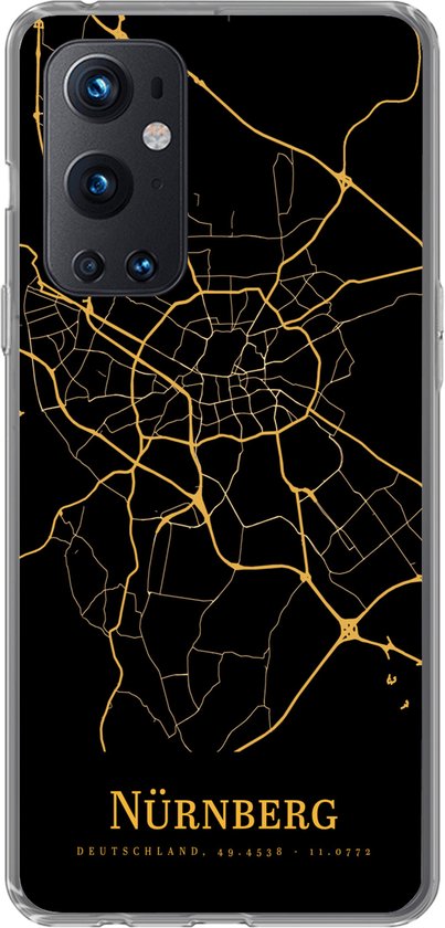 OnePlus 9 Pro - Nürnberg - Carte - Or - Coque de téléphone en Siliconen