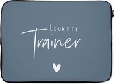 Laptophoes 14 inch - Quote - Trainer - Hartje - Laptop sleeve - Binnenmaat 34x23,5 cm - Zwarte achterkant