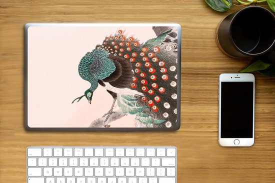 Sticker ordinateur portable - 11,6 pouces - Paon - Ressorts - Vintage - Japonais - Scandinave