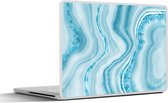 Laptop sticker - 15.6 inch - Marmer - Blauw - Patronen - 36x27,5cm - Laptopstickers - Laptop skin - Cover