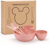 Norras kinderbord met bestek Mickey - Tarwe Stro Servies Set - Eco - Kinderservies