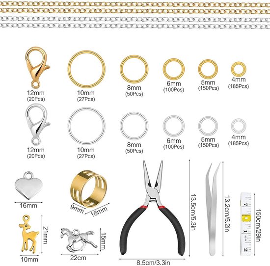 14 m 6 rollen sieraden maken kettingen, schakelketting zilver
