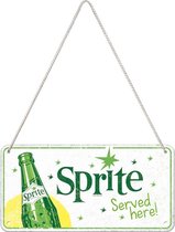 Metalen Wandbord (Hangbord) Sprite Served here - 15 x 20 cm met koord