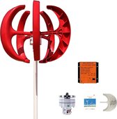 Hoobi® Windturbine 12V Rood- 400W- Windenergie- Duurzaam- Diervriendelijk- Energie opwekken- 360℃ rotatie