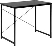 Kamyra® Compact Bureau - Computertafel / Bijzettafel - Tafel geschikt voor werk en Gaming - Werkbank - Zwart 80x60x70