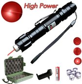 Veco Laserpen - Laser Pointer - Laserpen Rood - Presentatie Laserpen - Met Opbergkoffer - Instelbare Focus - 5000Meter - Jacht - Professionele Laserpen - Kattenspeelgoed - 5mw - Laser