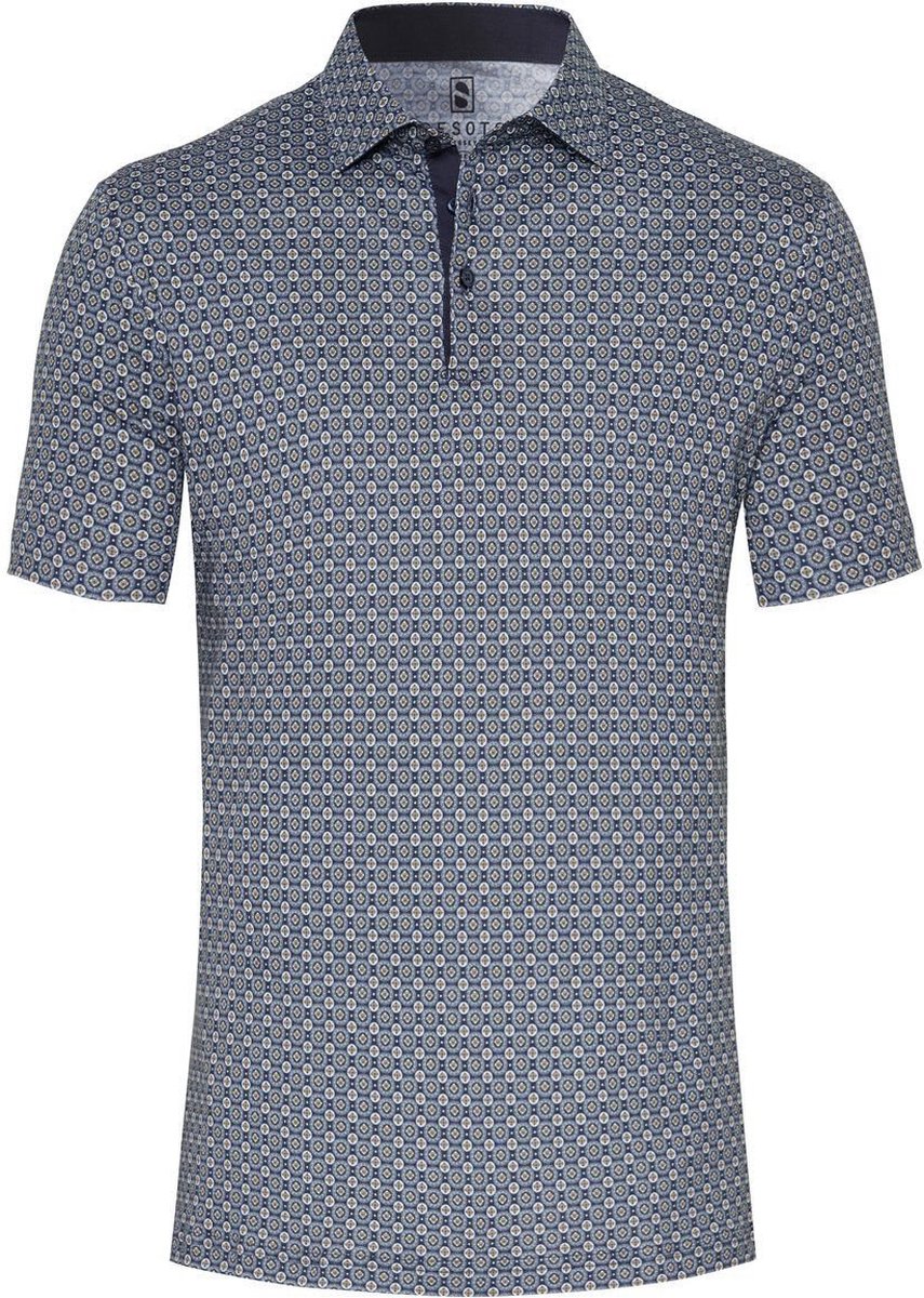 Desoto - Polo Kent Cirkel Navy Print - Slim-fit - Heren Poloshirt Maat XL