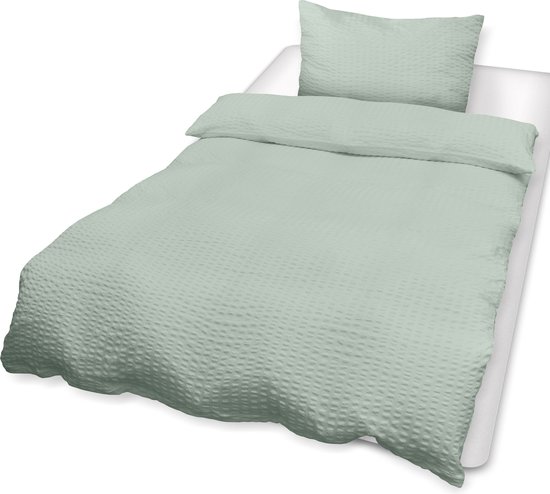 Seersucker White Duvet Cover for 135 cm Bed (220 x 220 cm), Bamboo