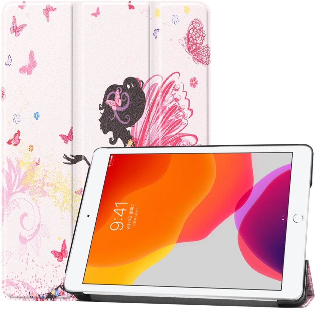 Mobigear Tablethoes geschikt voor Apple iPad 9 (2021) Hoes | Mobigear Tri-Fold Bookcase - Elf