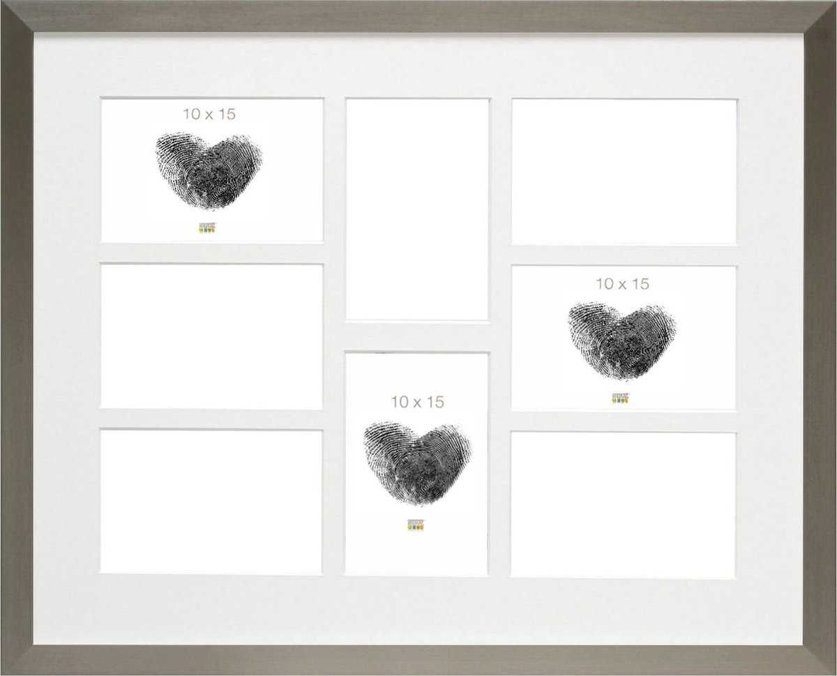 Deknudt Frames multifotolijst - zilver kleur - collagelijst voor 8 foto's 10x15 cm - met passe-partout