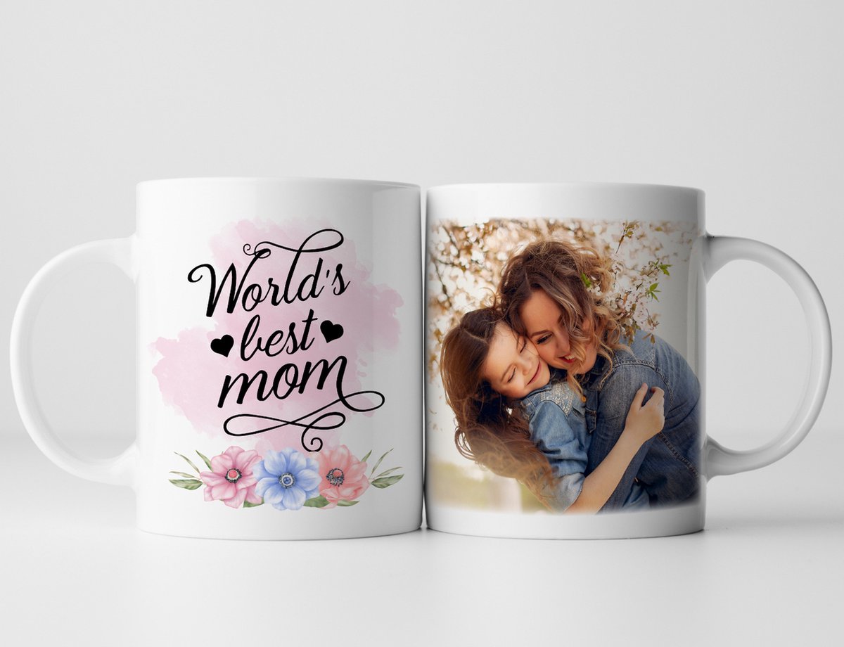World's best mom - Mok - Moederdag cadeau - Met eigen foto - Met gratis inpak service