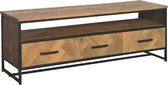 Livingfurn - TV Meubel TV Accent 150 cm - Teakhout / Gecoat Staal