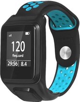 Siliconen Smartwatch bandje - Geschikt voor TomTom Runner 3 sport bandje - zwart/blauw - Strap-it Horlogeband / Polsband / Armband