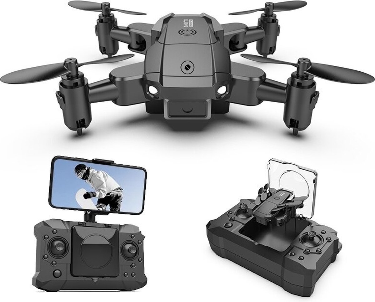 LUXWALLET SkyX Mini - 10.8 km - 29 Gram - Kids Drone Met Camera – 480P – Opvouwbaar - 360° vliegsysteem - Richtingspunt vluchtmodus - Zwart