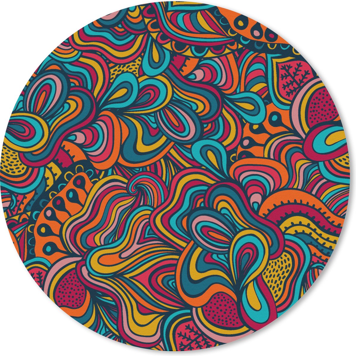 Muismat rond 30x30 cm - Mousepad Boho - Patronen - Abstract - Flora - Ronde muismatten